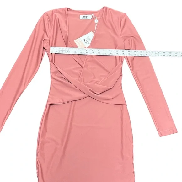 Tiger Mist Long Sleeve Over and Under Dress / Color: Rose / Size: XS - Picture 5 of 7